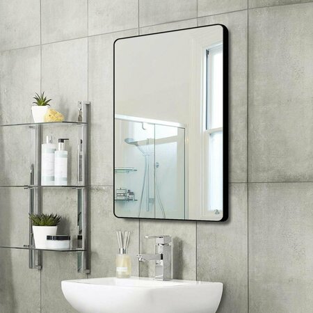 KD MOBILIARIO Black Framed Rounded Corner Mirror, Black KD2753677